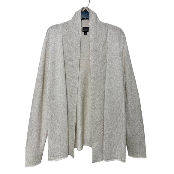Eileen Fisher Silk Blend Open Front Knit Cardigan in Beige Neutral Size XL - Picture 1 of 11